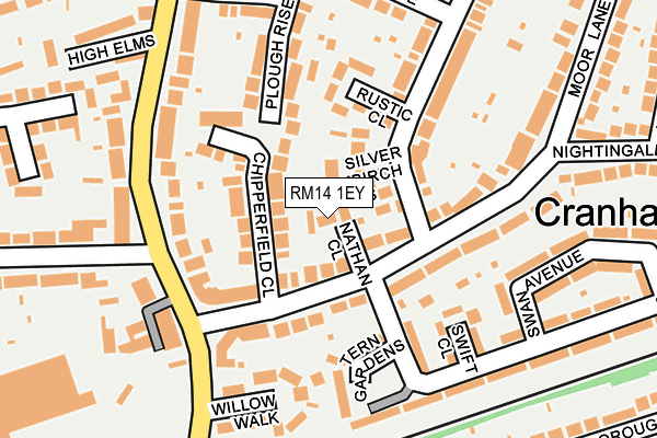 RM14 1EY map - OS OpenMap – Local (Ordnance Survey)
