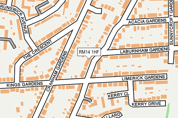 RM14 1HF map - OS OpenMap – Local (Ordnance Survey)