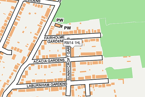 RM14 1HL map - OS OpenMap – Local (Ordnance Survey)