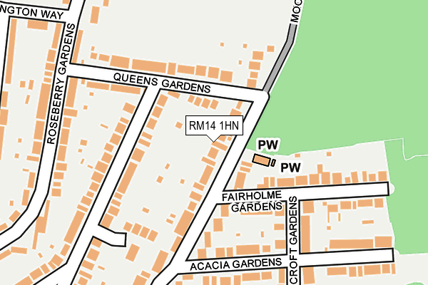 RM14 1HN map - OS OpenMap – Local (Ordnance Survey)