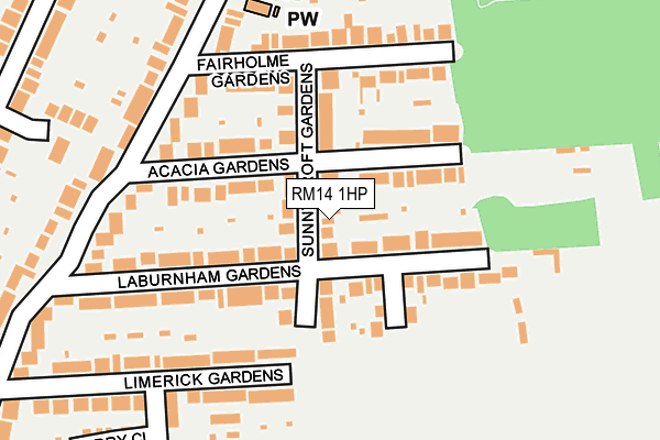 RM14 1HP map - OS OpenMap – Local (Ordnance Survey)