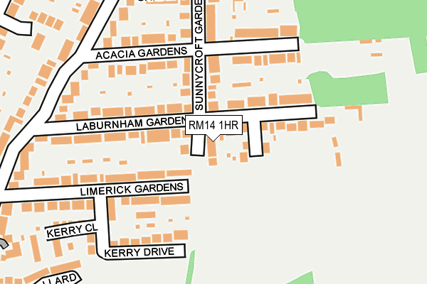 RM14 1HR map - OS OpenMap – Local (Ordnance Survey)