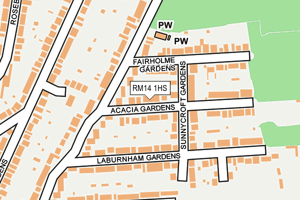 RM14 1HS map - OS OpenMap – Local (Ordnance Survey)