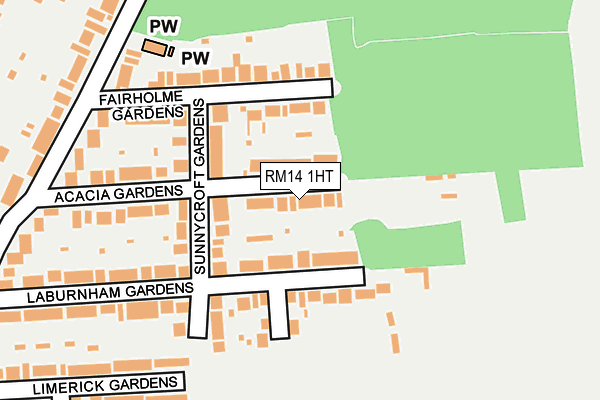 RM14 1HT map - OS OpenMap – Local (Ordnance Survey)