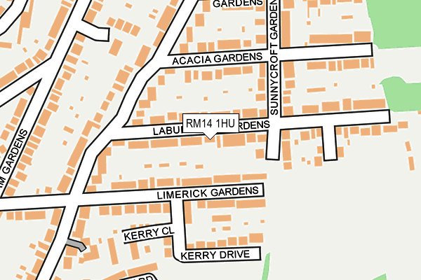 RM14 1HU map - OS OpenMap – Local (Ordnance Survey)