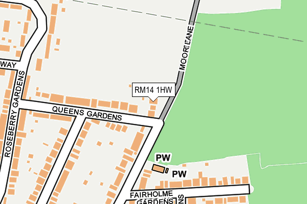 RM14 1HW map - OS OpenMap – Local (Ordnance Survey)