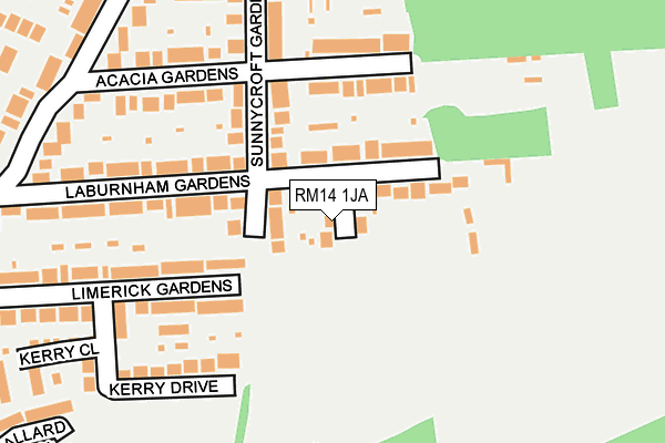 RM14 1JA map - OS OpenMap – Local (Ordnance Survey)