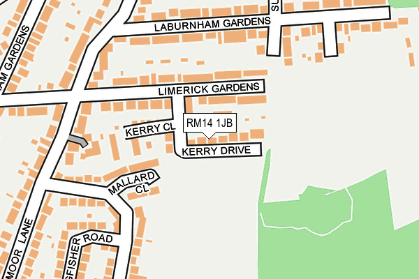 RM14 1JB map - OS OpenMap – Local (Ordnance Survey)