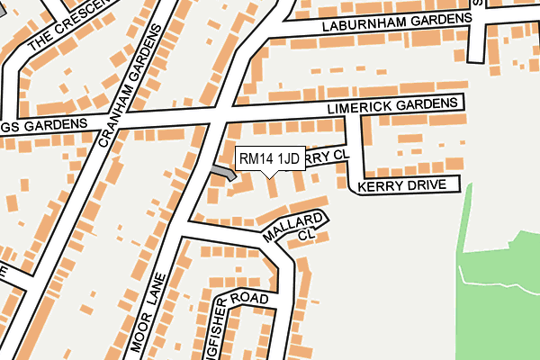 RM14 1JD map - OS OpenMap – Local (Ordnance Survey)