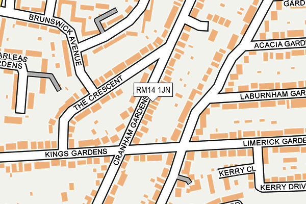 RM14 1JN map - OS OpenMap – Local (Ordnance Survey)