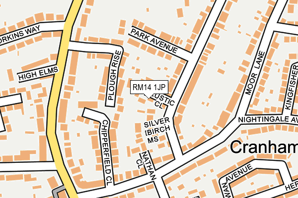 RM14 1JP map - OS OpenMap – Local (Ordnance Survey)