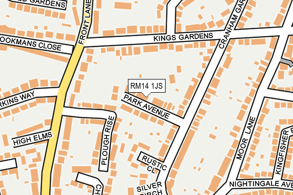 RM14 1JS map - OS OpenMap – Local (Ordnance Survey)