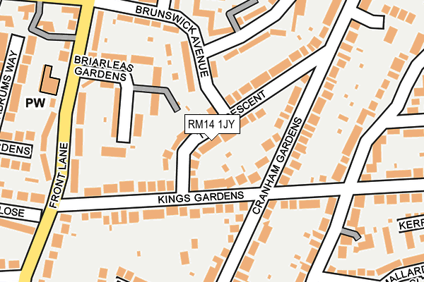 RM14 1JY map - OS OpenMap – Local (Ordnance Survey)