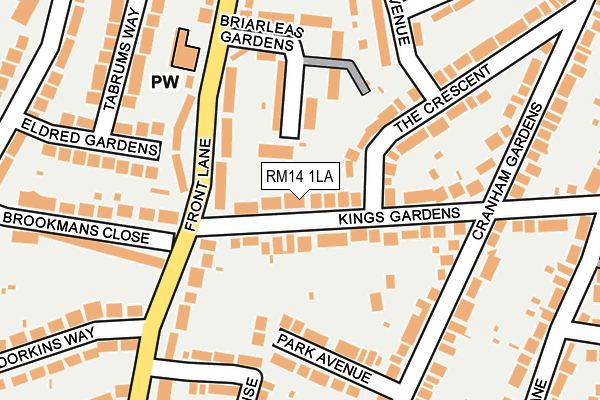 RM14 1LA map - OS OpenMap – Local (Ordnance Survey)