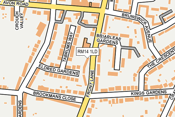 RM14 1LD map - OS OpenMap – Local (Ordnance Survey)