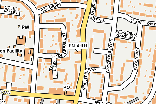 RM14 1LH map - OS OpenMap – Local (Ordnance Survey)