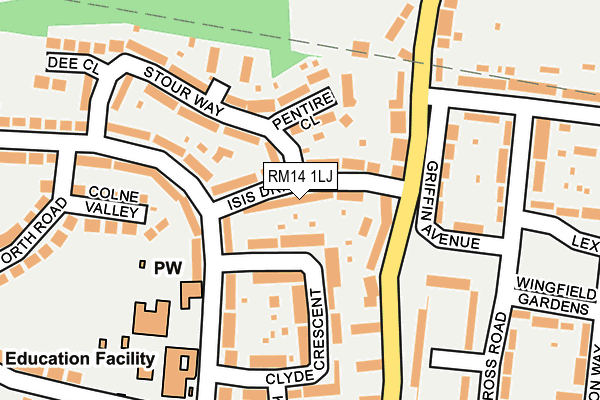 RM14 1LJ map - OS OpenMap – Local (Ordnance Survey)
