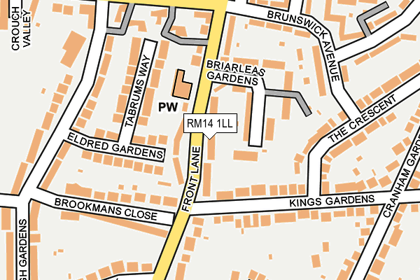 RM14 1LL map - OS OpenMap – Local (Ordnance Survey)