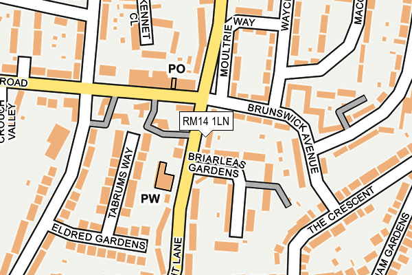 RM14 1LN map - OS OpenMap – Local (Ordnance Survey)