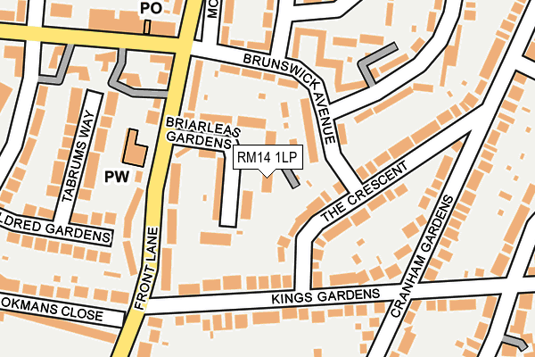 RM14 1LP map - OS OpenMap – Local (Ordnance Survey)