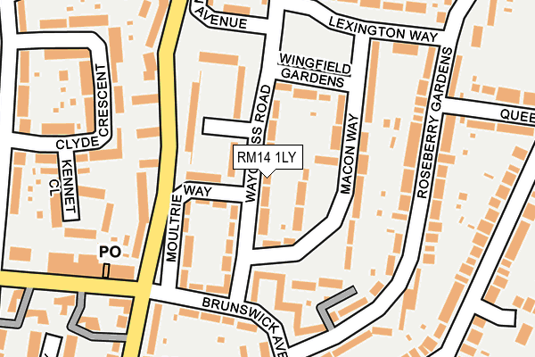 RM14 1LY map - OS OpenMap – Local (Ordnance Survey)