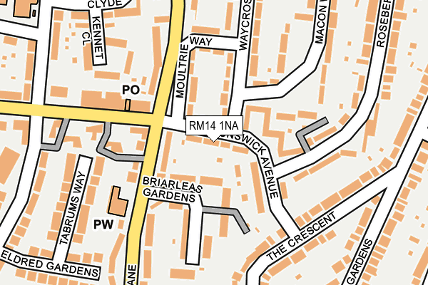 RM14 1NA map - OS OpenMap – Local (Ordnance Survey)