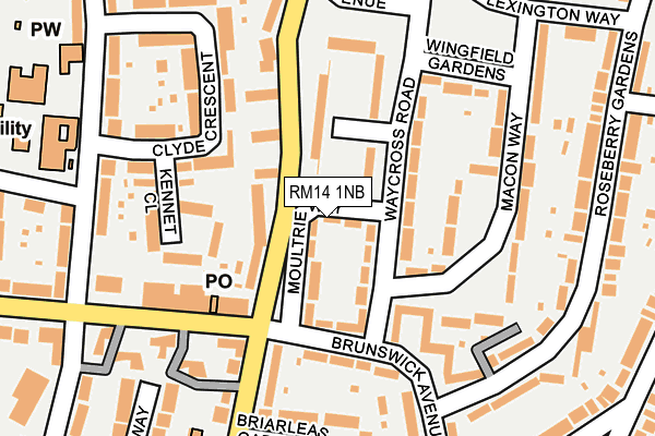 RM14 1NB map - OS OpenMap – Local (Ordnance Survey)