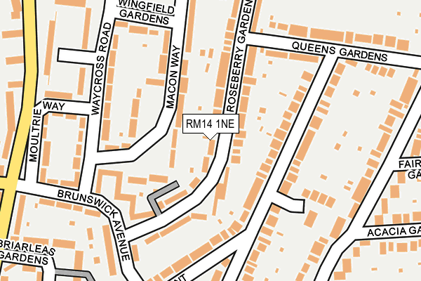 RM14 1NE map - OS OpenMap – Local (Ordnance Survey)