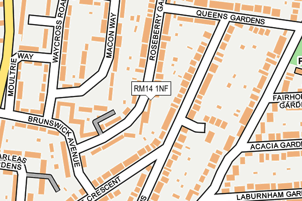RM14 1NF map - OS OpenMap – Local (Ordnance Survey)