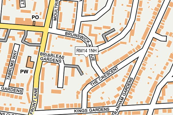 RM14 1NH map - OS OpenMap – Local (Ordnance Survey)