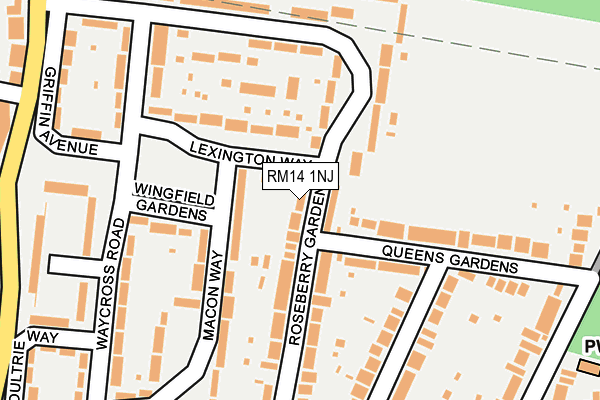 RM14 1NJ map - OS OpenMap – Local (Ordnance Survey)