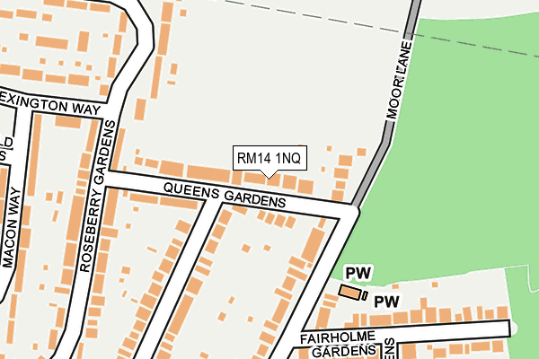 RM14 1NQ map - OS OpenMap – Local (Ordnance Survey)