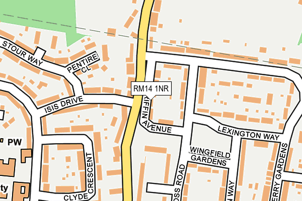 RM14 1NR map - OS OpenMap – Local (Ordnance Survey)