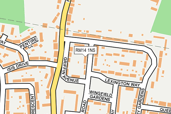 RM14 1NS map - OS OpenMap – Local (Ordnance Survey)