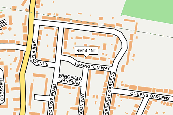 RM14 1NT map - OS OpenMap – Local (Ordnance Survey)