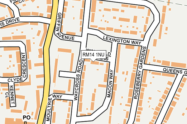 RM14 1NU map - OS OpenMap – Local (Ordnance Survey)