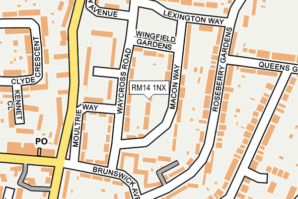 RM14 1NX map - OS OpenMap – Local (Ordnance Survey)