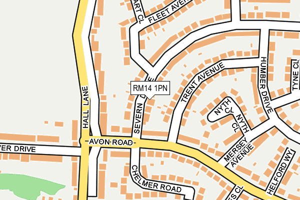 RM14 1PN map - OS OpenMap – Local (Ordnance Survey)