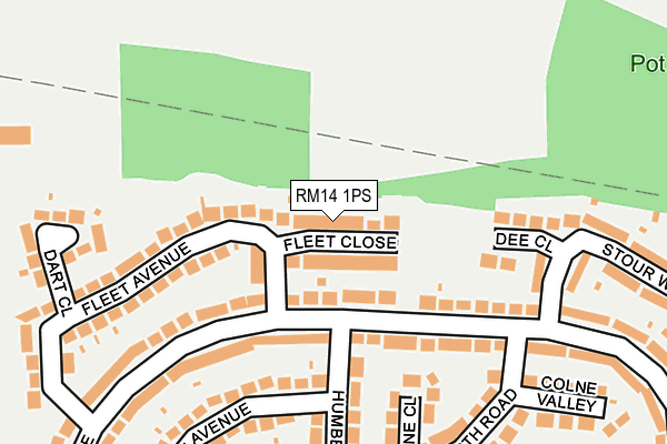 RM14 1PS map - OS OpenMap – Local (Ordnance Survey)