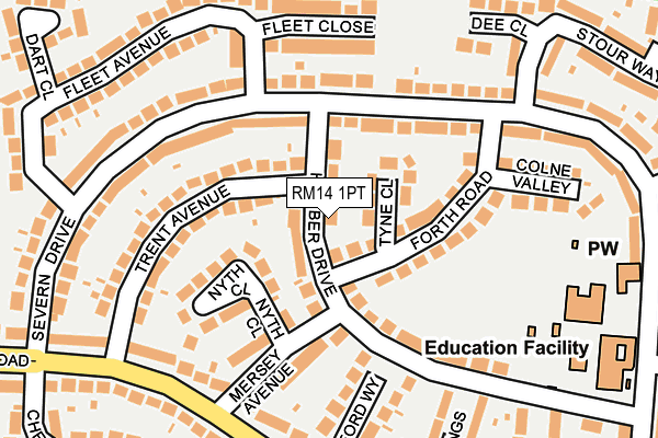 RM14 1PT map - OS OpenMap – Local (Ordnance Survey)