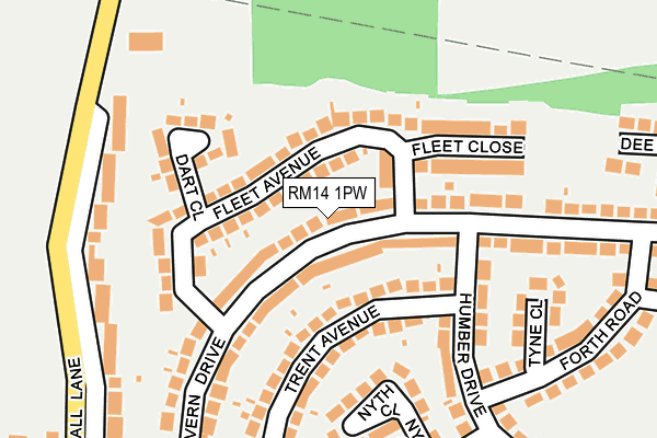 RM14 1PW map - OS OpenMap – Local (Ordnance Survey)