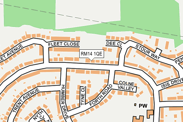 RM14 1QE map - OS OpenMap – Local (Ordnance Survey)