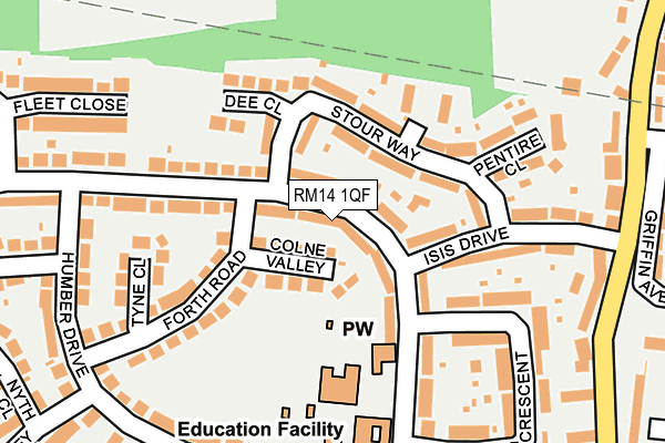 RM14 1QF map - OS OpenMap – Local (Ordnance Survey)