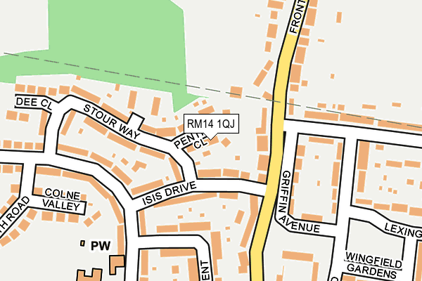 RM14 1QJ map - OS OpenMap – Local (Ordnance Survey)