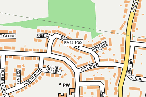 RM14 1QQ map - OS OpenMap – Local (Ordnance Survey)