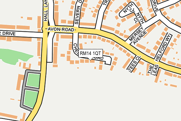 RM14 1QT map - OS OpenMap – Local (Ordnance Survey)
