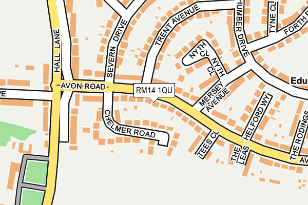 RM14 1QU map - OS OpenMap – Local (Ordnance Survey)