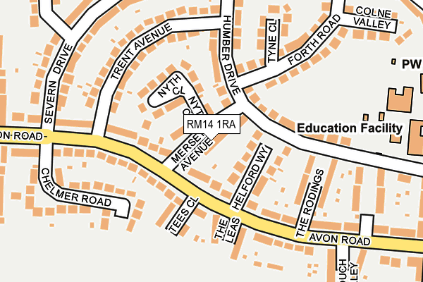 RM14 1RA map - OS OpenMap – Local (Ordnance Survey)
