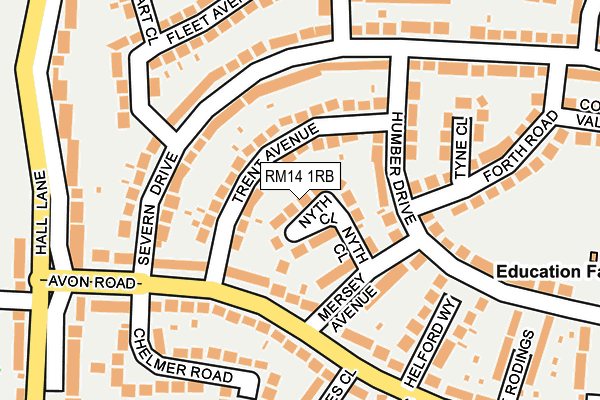 RM14 1RB map - OS OpenMap – Local (Ordnance Survey)