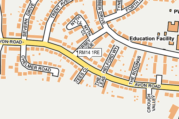 RM14 1RE map - OS OpenMap – Local (Ordnance Survey)